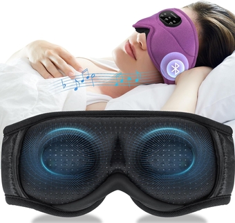 Bluetooth Sleep Headphones White Noise Sleep Mask, Wireless Headphones 3D Eye Mask for Sleeping with 38 Relaxing Nature Sounds, Built-in Stereo Speakers, Adjustable Head Strap,Valentine Gifts for Her