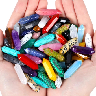 72 Pcs Crystals and Healing Stones Crystal Wands Bulk Crystals and Stones Gemstones Wholesale Hexagonal Pointed Crystal Set Reiki Energy Balancing Meditation DIY Decor Gifts