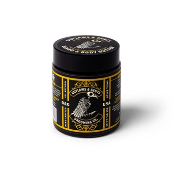 Outlaws and Gents Grooming Co. Beard and Body Butter - Bourbon Sandalwood Scented All-Natural Moisturizer for Men - Deeply Moisturizes Beard, Face, and Body