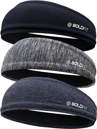 Stylish Headbands for Men and Women - Grey and Black Gym Workout Headbands for Long Hair - Comfortable Sweatbands for Yoga, Running, Cycling, Football (Universal Size)
