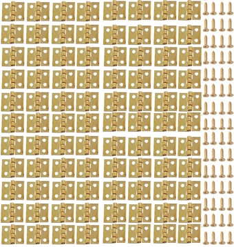 100 Pack Mini Hinges with 400 Pack Replacement Screws Gold Copper Butt Hinge Connector with Mounting Nail for Jewelry Case Cabinet Closet Dollhouse,10x8mm, Furniture, Mirrors, Picture Frames