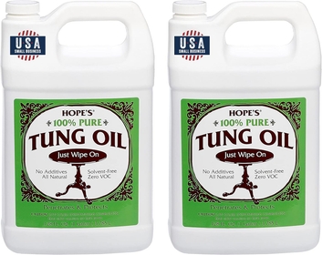100% Pure Tung Oil, Food Safe, Premium Waterproof Natural Wood Finish and Sealer for Indoor and Outdoor Projects, 128 Fl Oz, 2 Pack