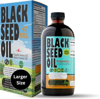90 Days Thymoquinone Pure Turkish Black Seed Oil 16 oz - Antioxidant Non GMO Cold Pressed First for Hair Skin Nails - Kalonji Cumin Seed Oil Glass Bottle - Nigella Sativa –Blackseed TQ Sweet Sunnah