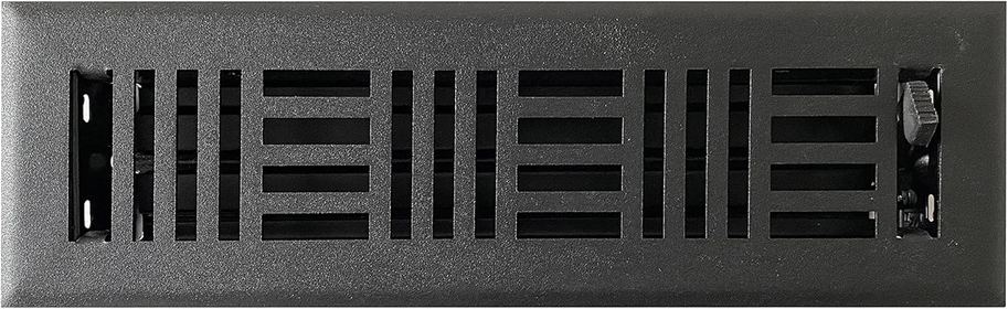 Vent Cover - 2x10 inch, Art Nouveau Design, Textured Black Finish, Heavy Duty Floor Vent Covers, Metal Damper Attached. Vent Covers for Home Floor only.