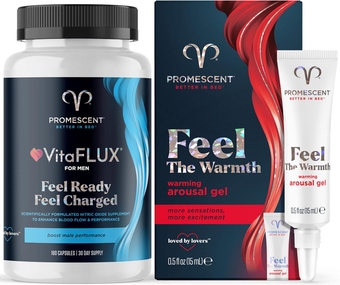VitaFLUX Triple Power Nitric Oxide Supplement + Female Warming Arousal Gel for Women, Daily Vitamin for for Male Performance, Stamina, Energy, Recovery, New Sensations for Her, Paraben & Hormone Free