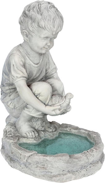 SH38100313 Tommy at The Turtle Pond Little Boy Statue, 9" D x 11.5" W x 16" H, Full Color