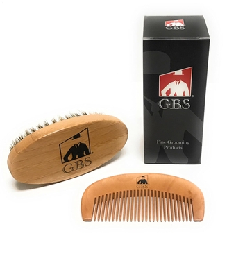 Men's 100% Boar Bristle Beard Brush & Natural Wood Beard Comb Hair Mustache Shaving Brush Facial Hair Brush Portable and Travel Friendly