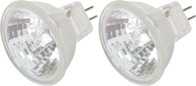 10 Watt 12 Volt MR11 Halogen Spotlight Bulbs (2 Pack) 2-Pin 110lm 30° Beam Angle for Accent, Track Light, and Fiber Optics, GU4 Bi-Pin Base, Glass Cover, Warm White 2700K Dimmable