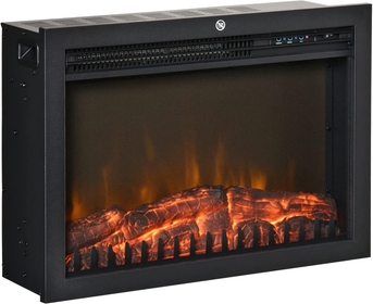 24" Electric Fireplace Insert, Retro Recessed Fireplace Heater with Realistic Flame, Remote Control and Adjustable Brightness, 750/1500W, Black