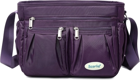 Insulated Lunch Bag for Women/Men, Large Leakproof Cooler Box, Reusable Lunch Organizer with Side Pockets, Durable One Shoulder Crossbody Lunch Bag for Work, Picnic, Beach, Purple