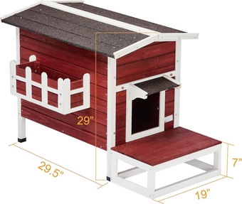 Cat House with Door for Feral Cats, Rainproof Outside Kitty House, Wooden Kitten Condo,Outdoor Cat House, Feral Cat House, Weatherproof, Cat Beds for Cats Kittens Puppies, Never Blow Away