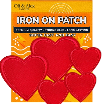 Iron On Patches - Red Heart Patch Extra Strong Glue 7 pcs Iron On Patch Embroidered Applique A-150