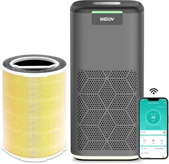 Welov P200 PRO Air Purifiers with Pet Care Filter Bundle: Up to 1570 Ft² in 1 Hr With Air Quality Monitor, Smart WiFi, Alexa Control