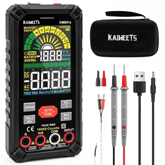 10000 Counts TRMS Digital Multimeter with Auto Ranging, Rechargeable, Measures Voltage, Current, Resistance, Continuity, Duty-Cycle, Capacitance, Frequency